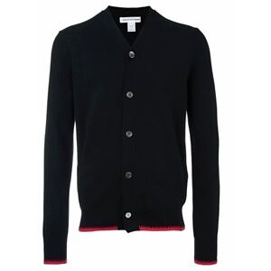 Comme des Garcons SHIRT Mens Knit Wool V-Neck Button Cardigan Black/Red XL